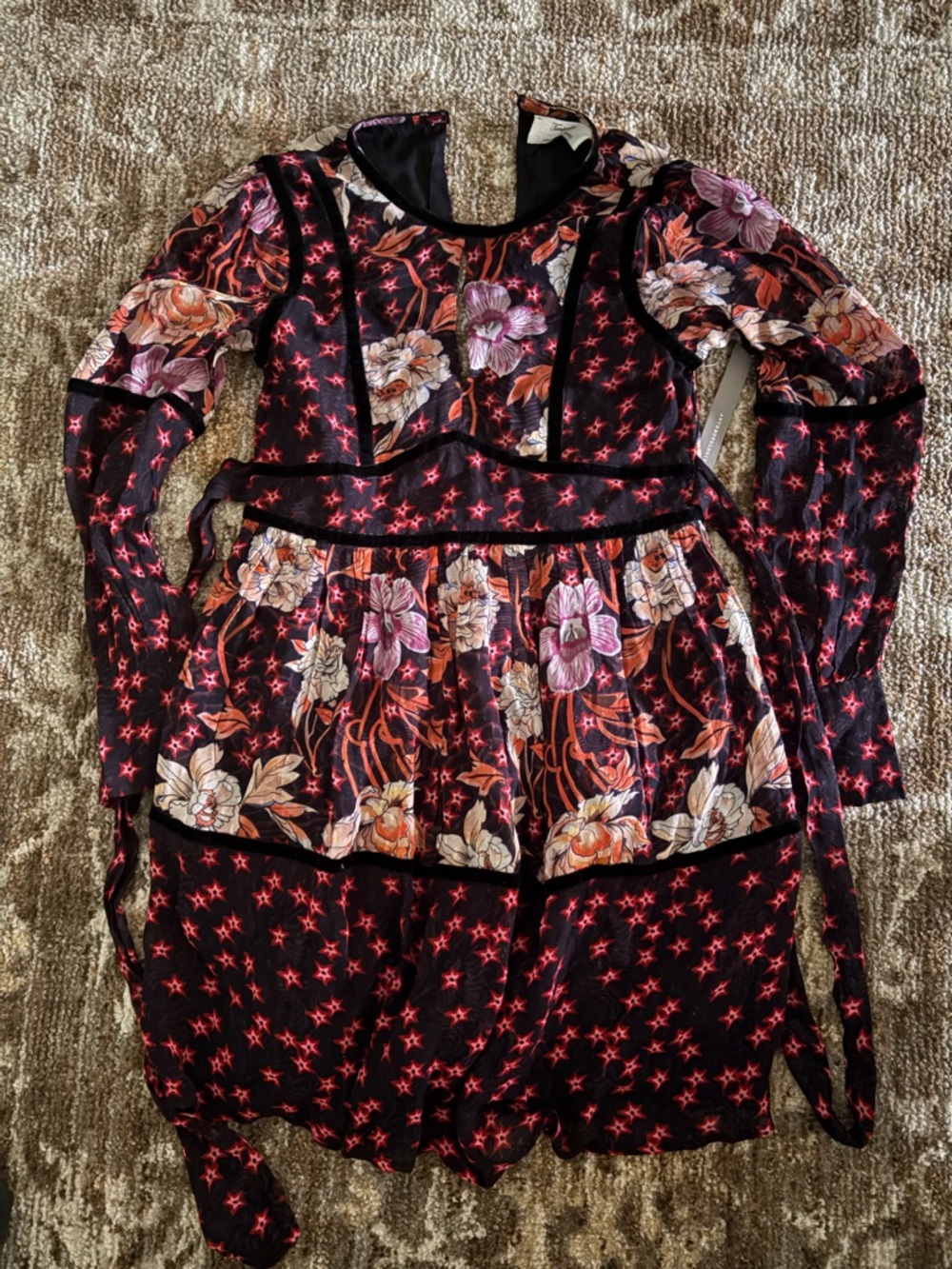 Temperley London × Anthropologie Mixed-Print Tiered Mini Dress size 4 NWT - Picture 6 of 10